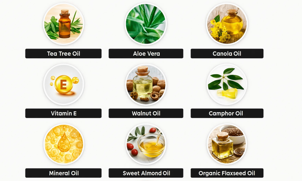Natural ingredients in ProNail Complex supplement, including garlic, green tea, turmeric, and vitamins